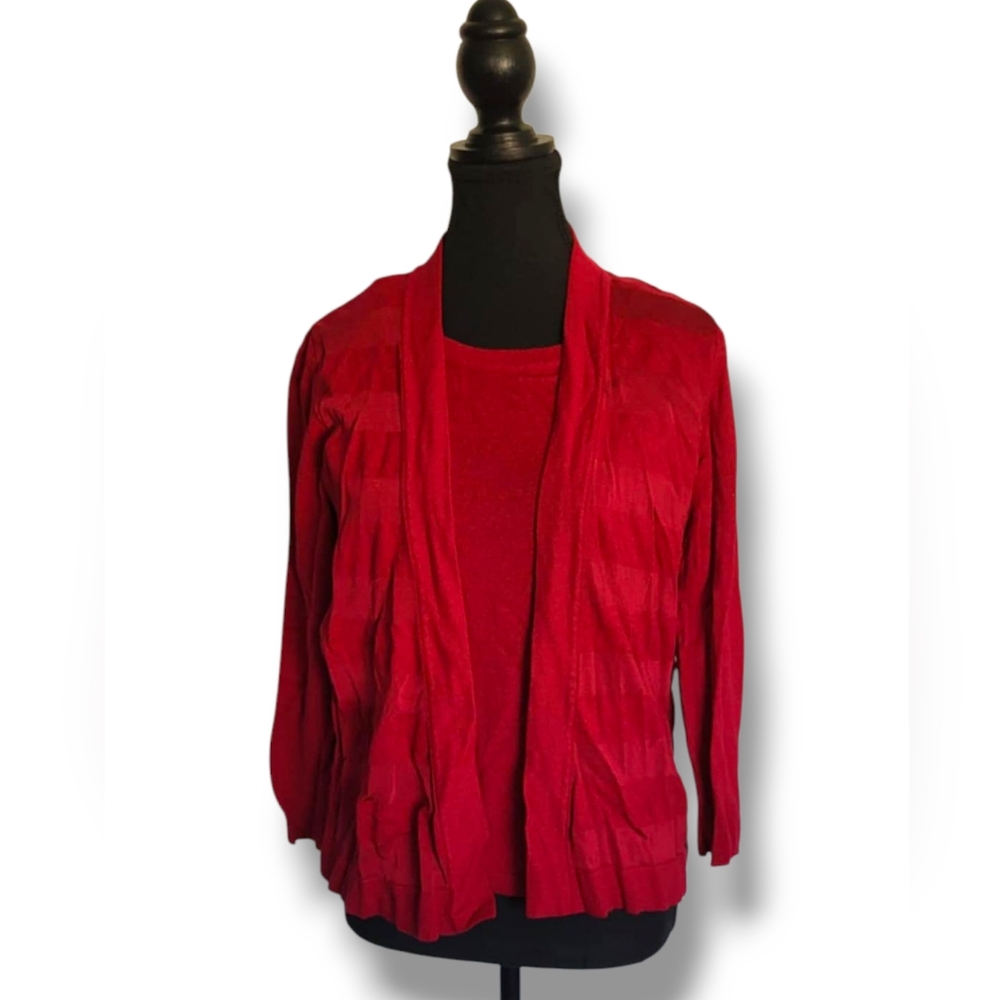 Jones & Co Red Faux Twinset Top – Women's Size Petite Large